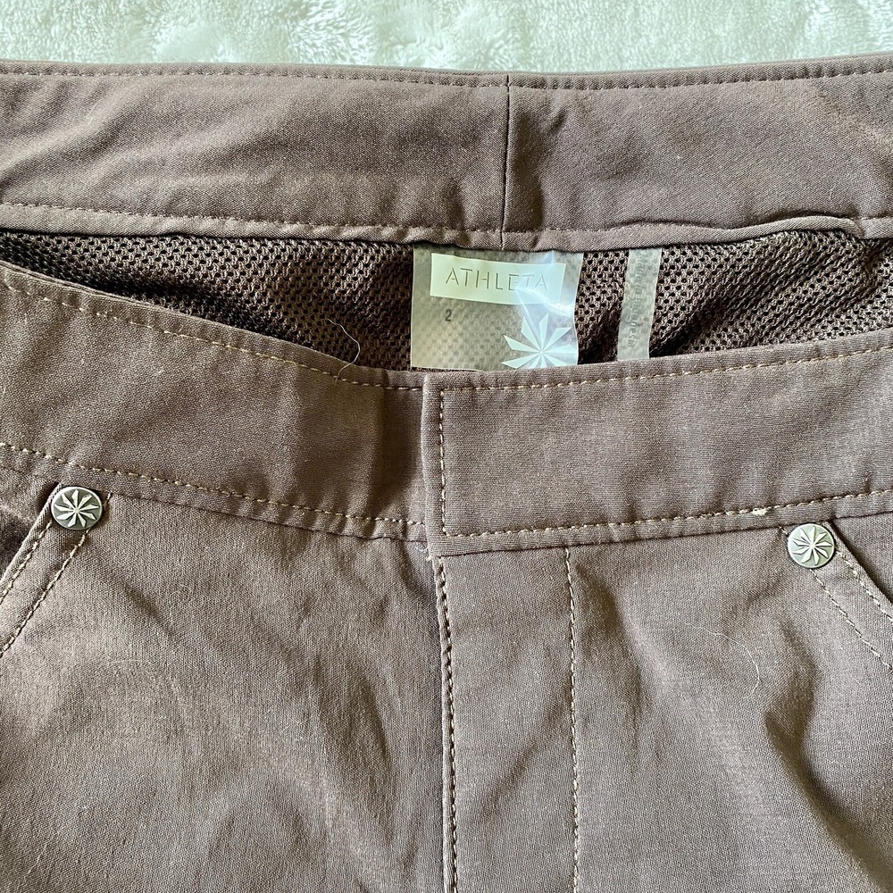 Athleta Commuter Capri Brown Hiking Travel Outdoor Nylon Pants Sz 2 - Picture 3 of 9
